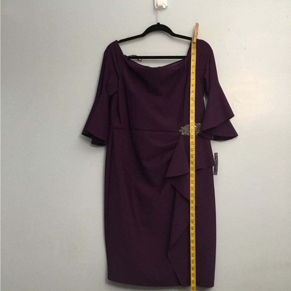 Alex Evenings Purple Midi Dress with Gold Accent